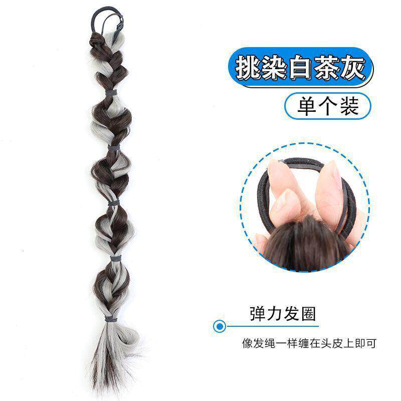 泡泡辫双马尾假发女网红彩色挑染灯笼拳击辫新中式麻花长辫子发饰