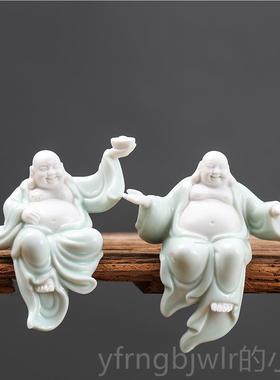 新款品创意中式陶瓷工艺招财弥勒佛家小家用客厅佛像大肚笑佛居号