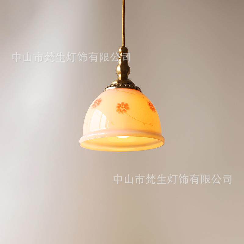 法式少女心儿童房床头吊灯粉色卧室复古书房玄关橱窗小吊灯