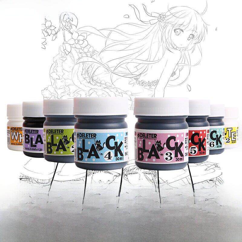 日本deleter 灵猫系列黑色墨水/漫画墨水/ 防水墨水 修正液 30ml