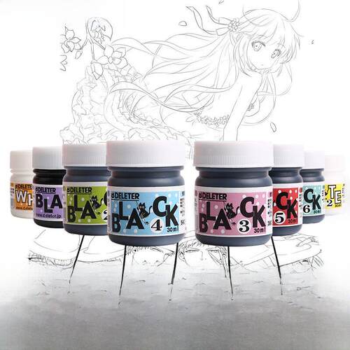 日本deleter 灵猫系列黑色墨水/漫画墨水/ 防水墨水 修正液 30ml