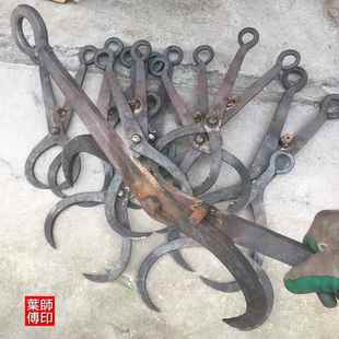 手工锻打夹钳抬条石抓钳挖机吊钳路沿缘石材路牙侧平石材石头夹具