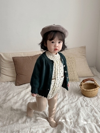 韩范宝宝春装提花镂空毛衣外套，婴童百搭针织开衫，衣纯色保暖小外搭