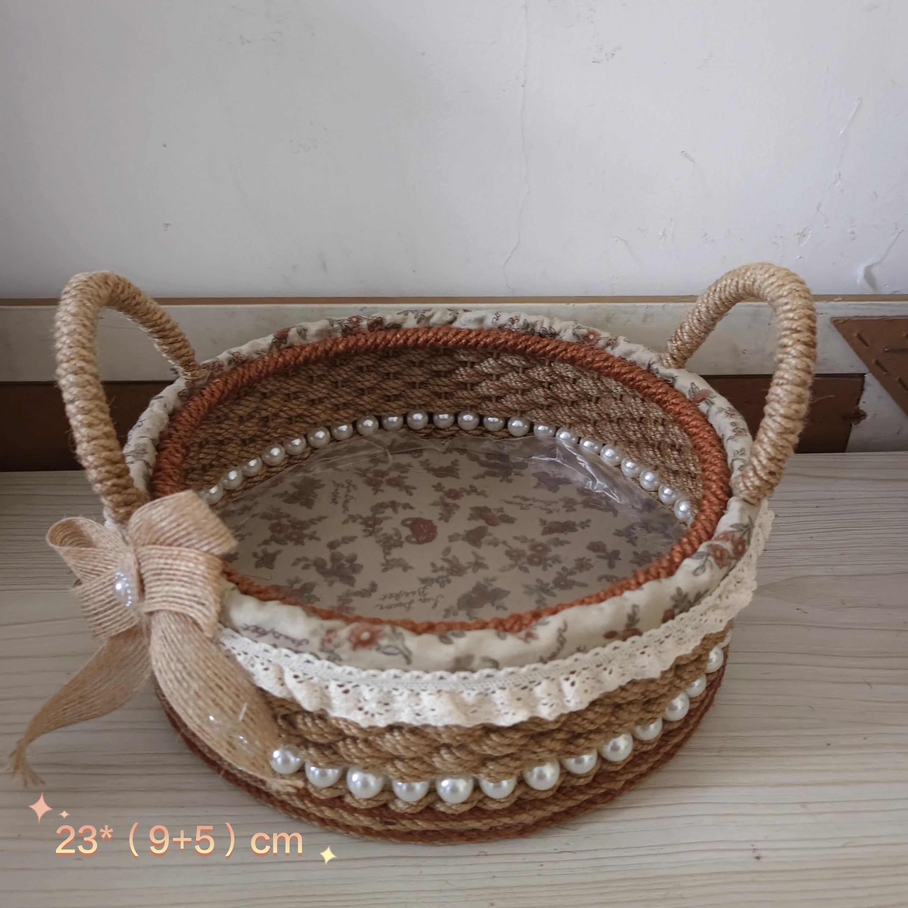 麻绳编织成品收纳筐/提篮/纯手工