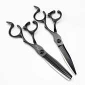 牙剪 6.0寸黑色缺口柄 理发剪平剪刘海剪 美发剪刀 打薄剪 BAO款