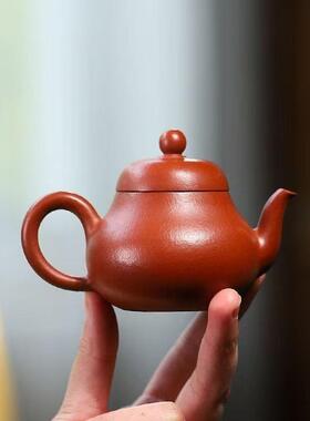 100c迷你掌中宝小品梨形壶原矿30目皱皮朱泥正宗宜兴紫砂壶泡茶壶