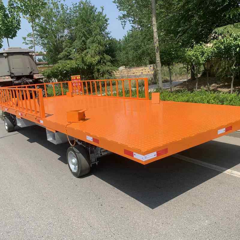 短途转运平板拖车物流货物运输车平板运输工具车厂房车间搬运货物
