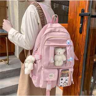 日常通勤百搭背包ins风大容量高中学生书包女韩版原宿ulzzang卡通