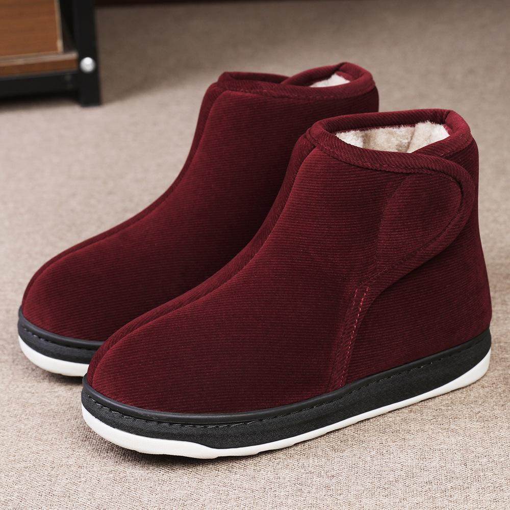 中老年人保暖棉拖鞋高包跟男女款厚底外穿防滑爸爸妈妈居家棉鞋