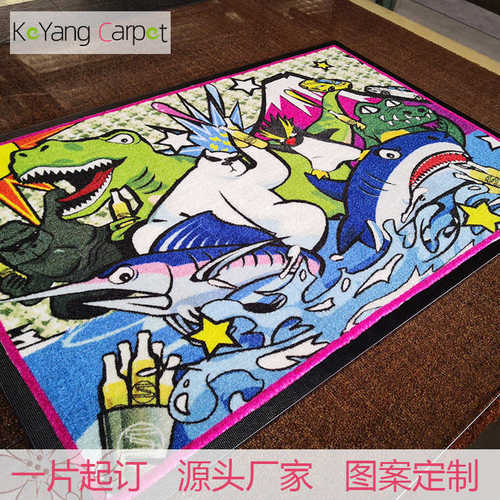 卡通门科广告日式橡胶地毯地毯印花尼龙垫洋可爱logo
