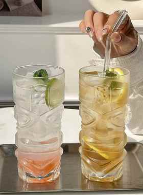 夏威夷tiki鬼脸提基杯鸡尾酒啤酒杯创意酒吧果汁饮料冷饮玻璃杯子