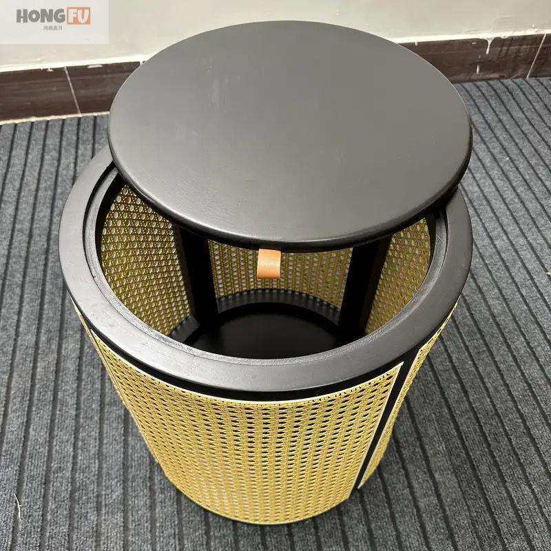 日式藤编复古置物角几沙发侧边小凳子圆桌床头柜桌子卧室圆形带盖