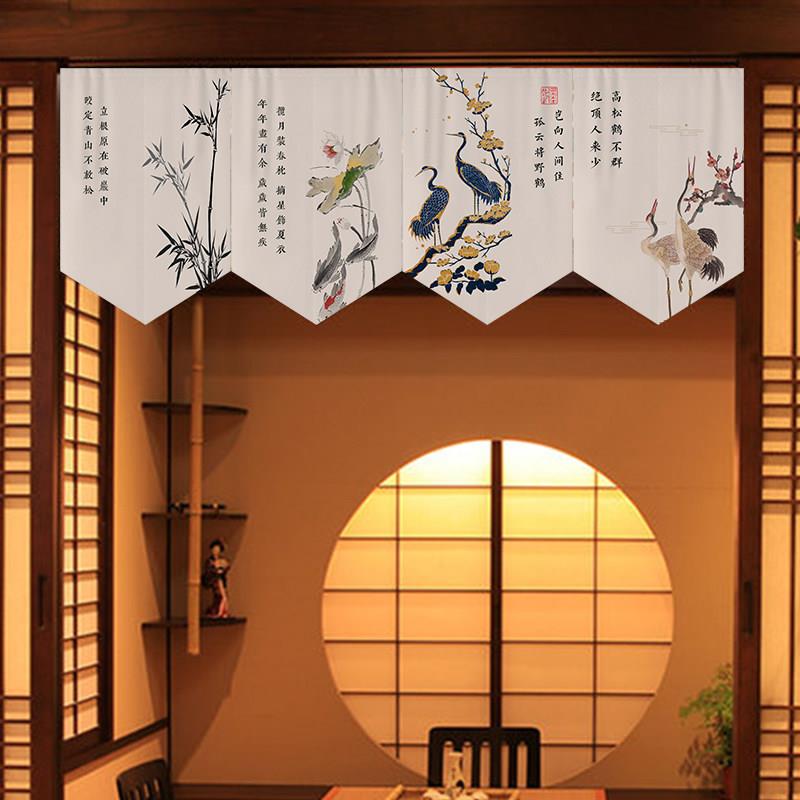 中式三角旗短帘布艺厨房窗户挂帘阳台遮挡门帘卧室装饰隔断帘子