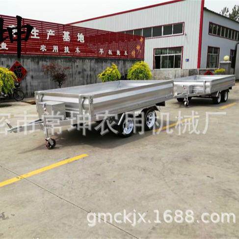 厂家供应镀锌箱板拖车 皮卡牵引拖车 大型牵引式平板拖车商用拖车
