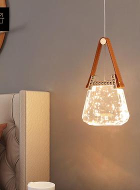 轻奢时尚手提袋包包造型床头吊灯橙色小玄关吧台卧室吊线灯氛围感