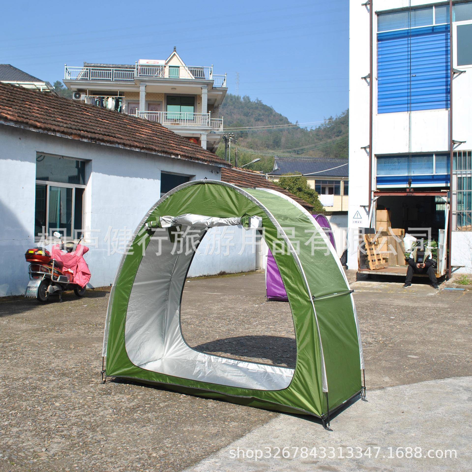 军绿双门自行车帐篷,双门储物帐篷,双门山地车帐篷,前后门单车篷
