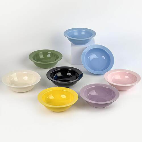 Ins-style macaron-colored pet bowl with a protective edge, h