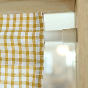 鸢尾乡旅美式乡村樱桃格子半帘拱形门帘全棉免打孔穿杆幔头半帘