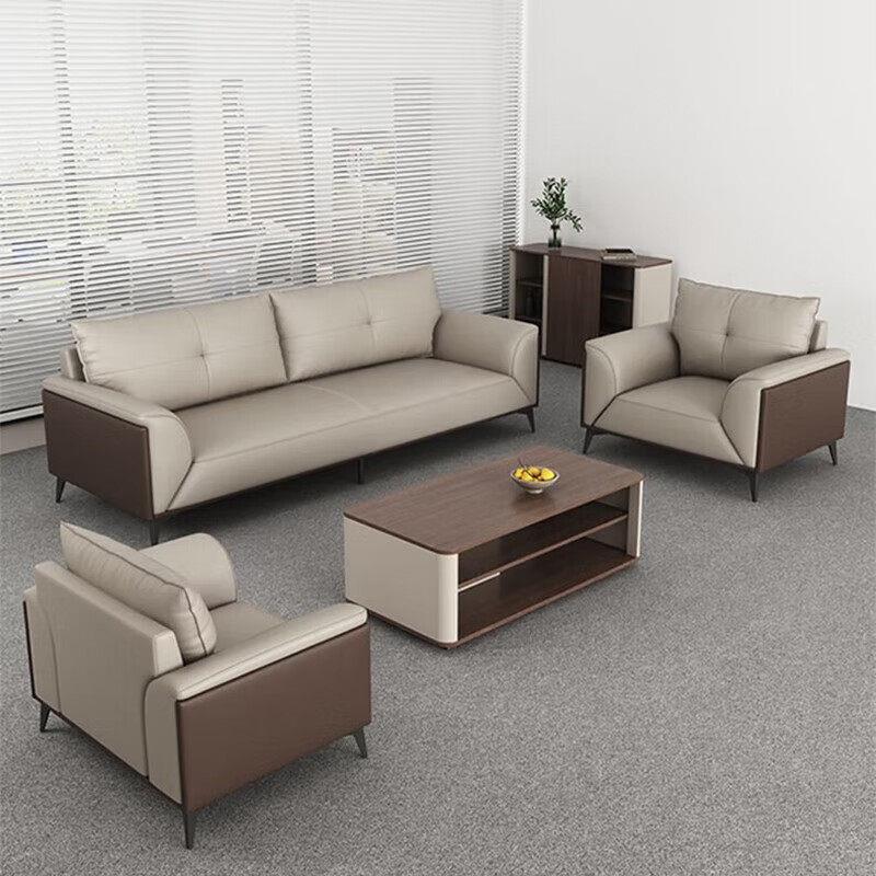 办公沙发商务简约现代客厅接待高端休闲真皮办公沙发咖啡桌组合
