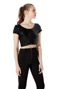 Sparkling and eye-catching sequin backless and crop