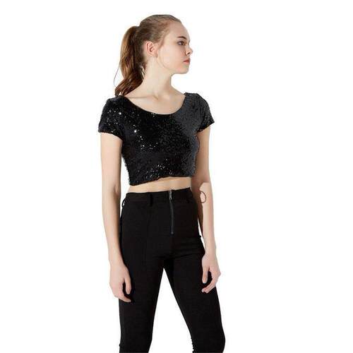 Sparkling and eye-catching sequin backless and crop