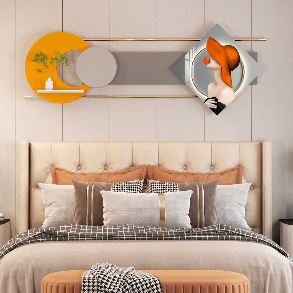 装饰画架壁饰组物装饰合壁挂画卧室立体金属置餐厅创意墙面艺术