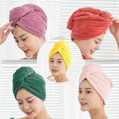 厂家珊瑚绒不易掉毛包头干发帽女素色浴帽吸水干发巾现货速干