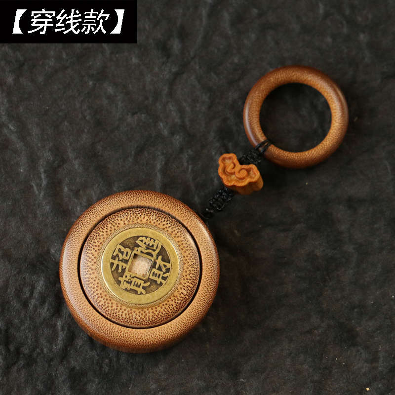 件制作”钱转钱币纯手工古铜把玩竹雕竹“玉竹赚钱精品天然手把老