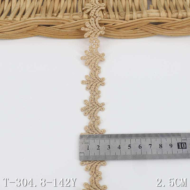 5cm条码 涤花边装饰2金色家蕾丝唐花边纺隆花纹.diy光丝水溶辅料