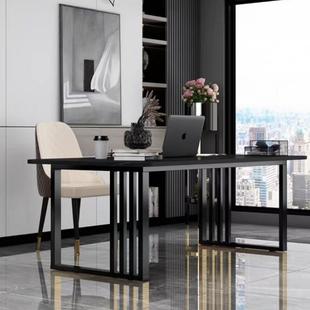 黑色书房写字办公桌2米4大工作台电脑桌岩板书桌轻奢现代简约家用