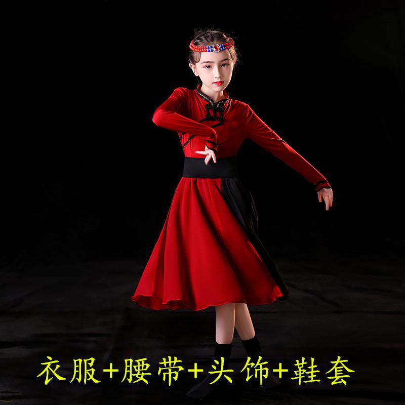正品儿童顶蒙古舞蹈服蒙族演出服童白马筷子舞碗舞儿族童民演出女