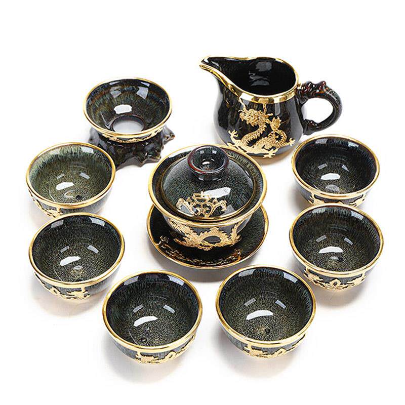 正品康乐品建盏金镶茶装具套家壶用功镇夫茶具整套礼品陶瓷景德茶