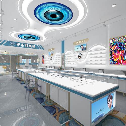 眼镜店展示柜装修眼镜展柜示架374陈列璃架展展岛厅玻中柜台可移
