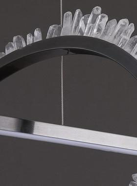 20后吊不25新款现RY-20220代简约轻奢天然水晶黑色锈钢餐厅吧台设