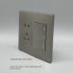 深灰色120型开关插座三开双控五孔电源插座3位双控开关二三插面板