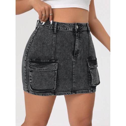 Q 81442 Low waist cargo stretch denim pants 低腰工装弹力牛仔
