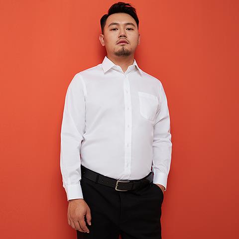正品加肥加业大色纯棉白衬衫男士长袖商工务职正装肥佬大码内搭装