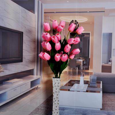 高档大4仿真郁金香绢花头假花客落地内插花厅室装饰花艺塑料干花