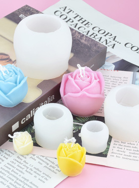 立体D情人节玫瑰花蜡烛香薰硅胶模具摆件手工创意ins蛋糕装饰模