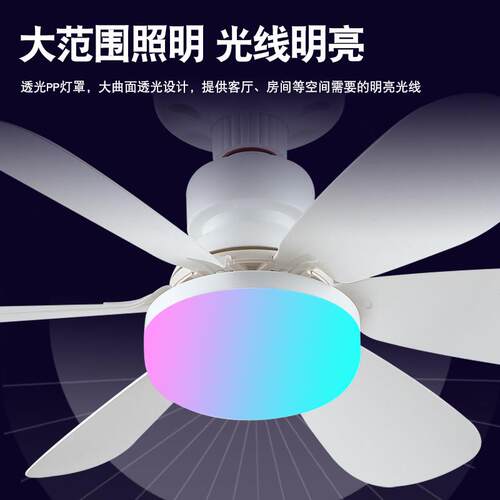 2025年跨境爆款RGB风扇灯七彩灯泡客厅吸顶吊扇一体氛围灯静音