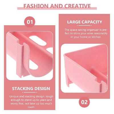 4 Pcs Stacked Rack Pink Bottle Stoppers ganizer Soda