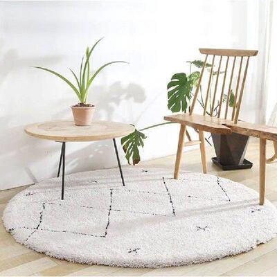 Geometric Round Carpet for Living Room, Soft Thick Plush