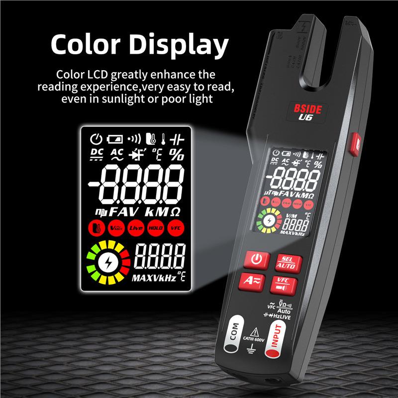 BSIDE钳形电流表U型红外测温万用表交直流钳型表U6X