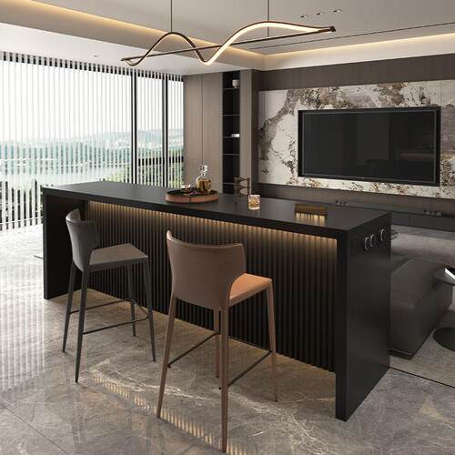 沙发后吧台长条桌靠山柜客厅隔间岩板吧台桌家用新型岛台餐桌一体