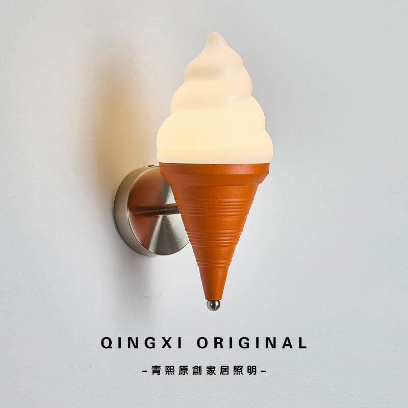 雪糕冰淇淋壁灯儿童房卧室床头灯奶油风创意个性奶茶店铺装饰墙灯