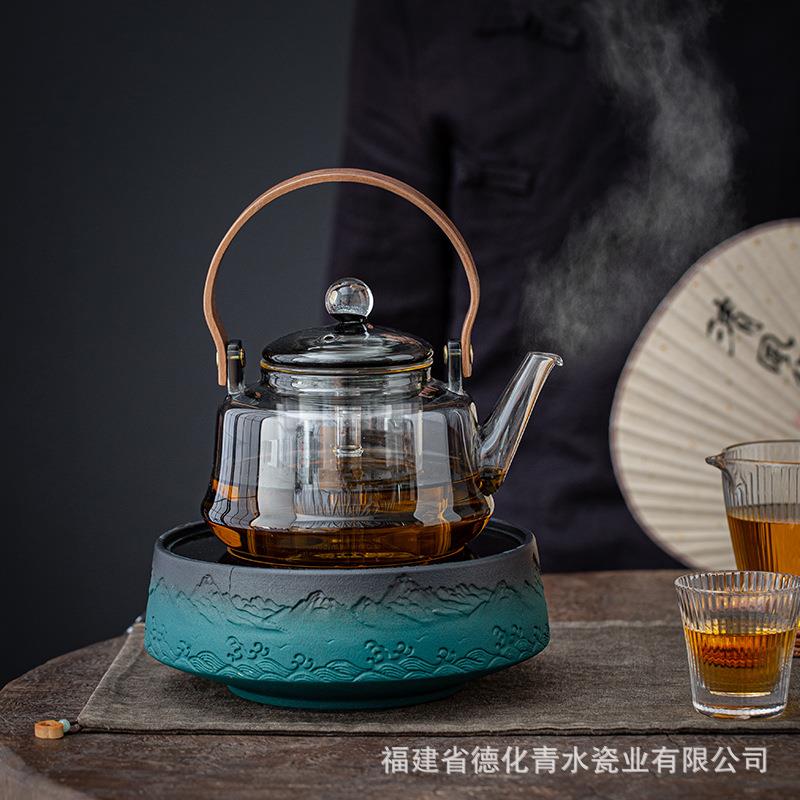 胡桃木陶家用室炉内加厚玻璃耐高温煮壶磨砂QS-DTL23冬天电煮茶茶
