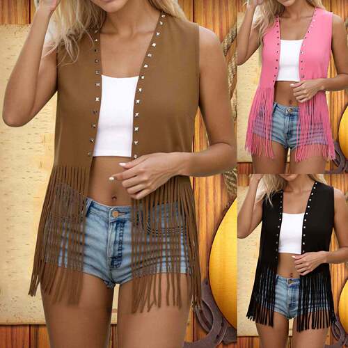 Women ' s Western Fringe Vest Nashville Rodeo