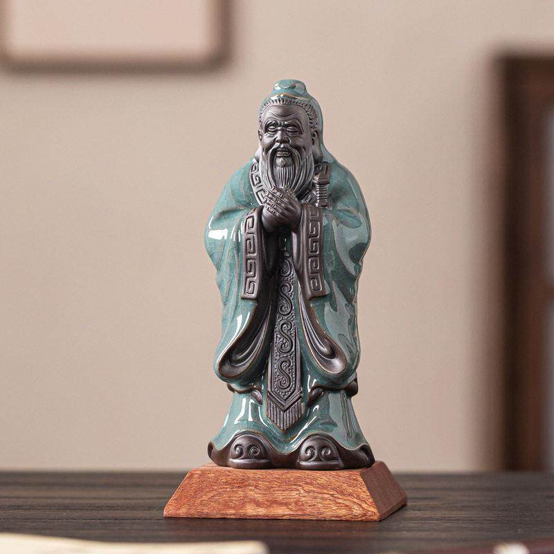 陶瓷孔子像摆件历史人物孔夫子雕塑像客厅书房桌面装饰工艺礼品摆