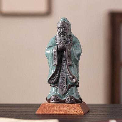 陶瓷孔子像摆件历史人物孔夫子雕塑像客厅书房桌面装饰工艺礼品摆