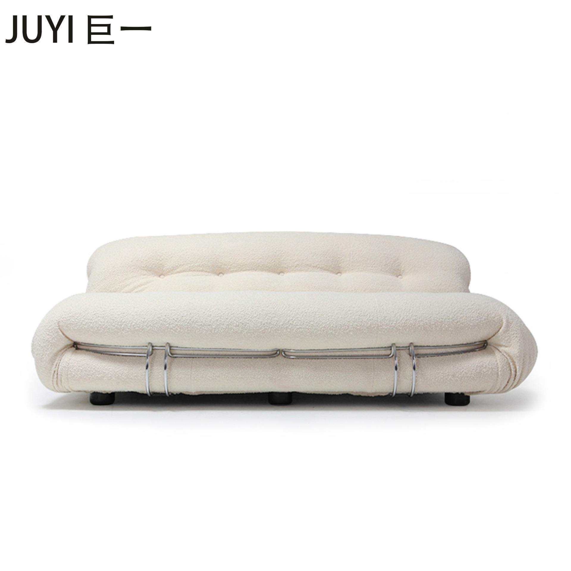 JUYI巨一复古创意现代客厅轻奢皮艺别墅双人布艺懒人河马沙发简约